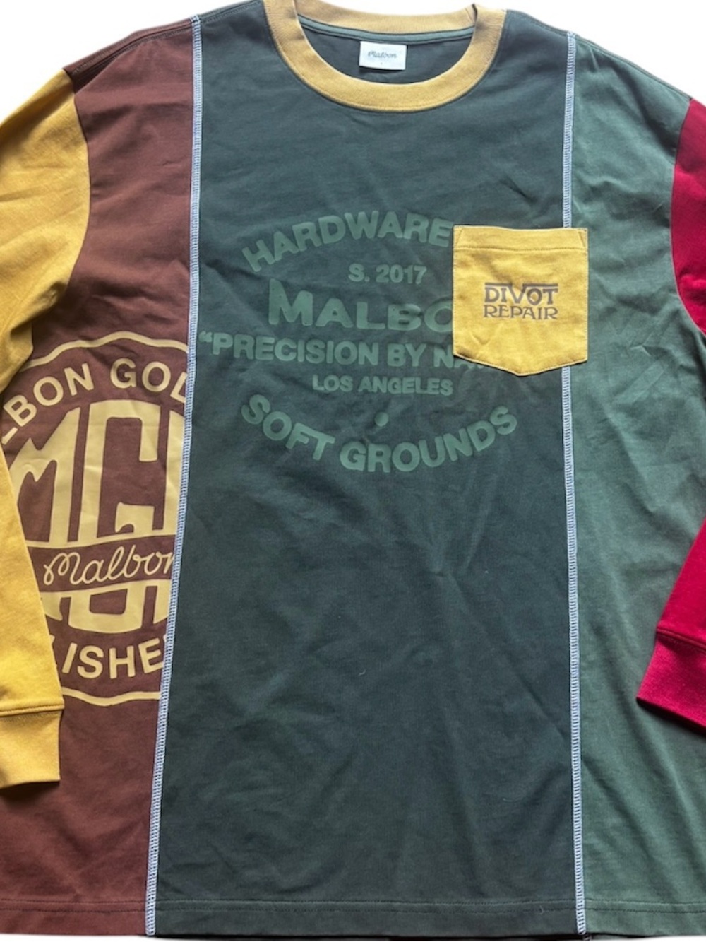 New MALBON GOLF Soft Grounds Divot Repair Mens LS Tee Shirt Green Golf  size L
